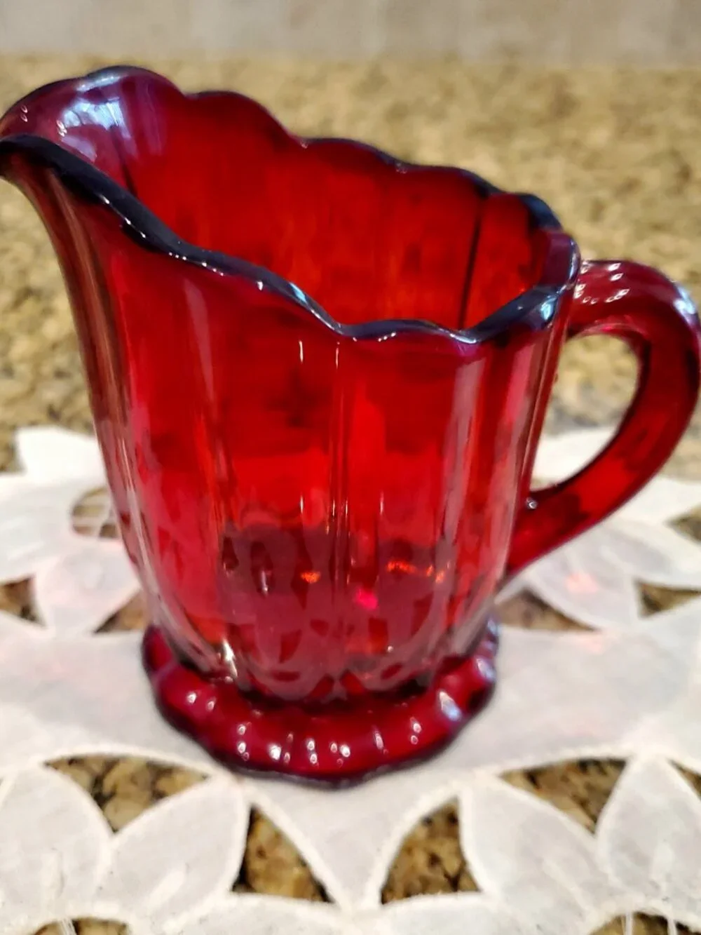 RARE VINTAGE Ruby Red Depression Glass SUGAR & CREAMER SET -by New Martinsville